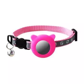 Светоотражающий ошейник для домашних животных Прочный регулируемый ремешок с пряжкой-колокольчиком Удобный в ношении ошейник для домашних животных для AirTag 1 серый