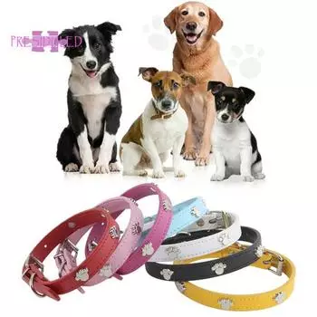 Светоотражающий ошейник для домашних животных - регулируемый размер, металлическая пряжка, украшение в виде следа собаки с колокольчиком, удобный ошейник для собак S красный