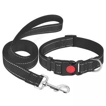 Светоотражающий ошейник для собак с замком безопасности, двойной пряжкой D, регулируемый нейлоновый ошейник для домашних животных, дышащий, для маленьких, средних и больших собак M