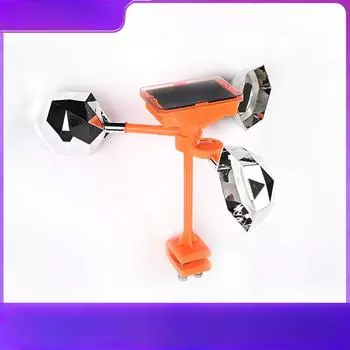 Светоотражающий отпугиватель птиц на солнечной батарее, садовые фермерские инструменты на 360° для наружного сада, ветроэнергетический отпугиватель птиц, голосовой репеллент от птиц, отпугиватель для управления птицами Orange оранжевый