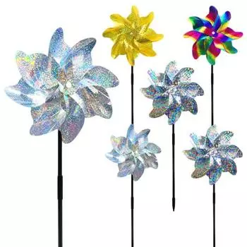 Светоотражающий отпугиватель птиц, вертушка, легкий ветряной вертушка, садовое украшение, ветряная мельница, украшение для защиты крыши, сада, двора 1pc