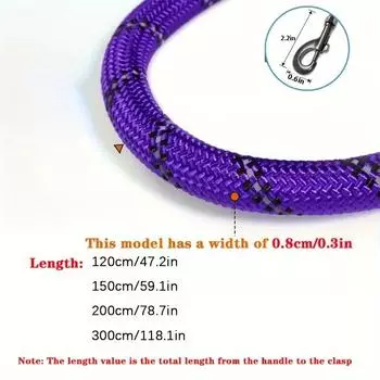 Светоотражающий поводок для собак с удобной мягкой ручкой — двойная прочная тяговая веревка для сильных собак — повышение безопасности и контроля 1.2M красный