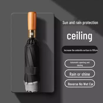 Светоотражающий складной трехслойный зонт из цельного дерева для бизнеса с логотипом