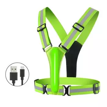Светоотражающий светодиодный жилет с USB-подзарядкой, регулируемый по талии/плечам, для женщин, мужчин, детей