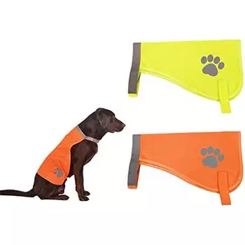 Светоотражающий защитный жилет для собак, 2 шт., застежка-липучка с высокой видимостью, для дневных и ночных занятий на открытом воздухе, защищает вашу собаку от автомобилей и несчастных случаев на охоте ( 16x14x1cm