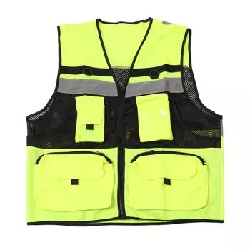 Светоотражающий жилет безопасности, светоотражающий жилет высокой видимости с двумя карманами, размер L, светящийся жилет для