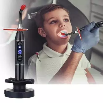 Светоотверждающая машина, вилка стандарта США, перезаряжаемая беспроводная светодиодная осветительная лампа, стоматологический тестер, инструмент, точное устройство обнаружения кариеса для стоматологических клиник US Plug чёрный