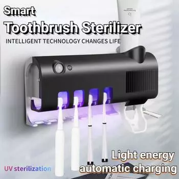 Световая энергия, зарядка, УФ-подставка для дезинфекции зубных щеток, автоматическая зубная паста, сжимающая артефакт, специальные интеллектуальные принадлежности для ванной комнаты USB manual charging белый