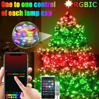 Световая гирлянда, цветная RGB-лампа на рождественскую елку, Bluetooth-световая гирлянда, USB-зарядка, приложение, гирлянда, украшение для киберспортивной комнаты
