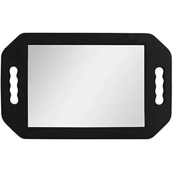 Световое ручное зеркало парикмахерской - парикмахерское зеркало салона и косметолога из черной пены - зеркало с двойными руками - зеркало парикмахера, смотрящее на спину 25x41x1cm