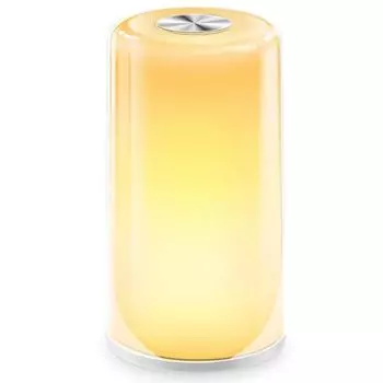 Световой будильник, будильник с имитацией восхода солнца, 5 звуков природы, несколько режимов освещения, ночник с контактным управлением белый