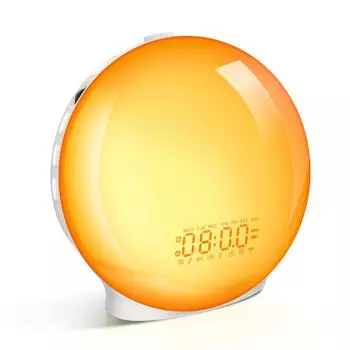 Световой будильник с подсветкой Полноэкранный будильник с подсветкой Восход и закат Просыпайтесь с солнечным светом Настольные часы с подсветкой RGB Радужные цвета Праздничный будний будильник белый