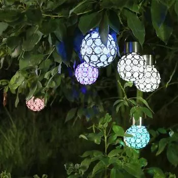 Световой фонарь висит водонепроницаемый ПВХ полый светодиодный круглый шаровой светильник для сада разноцветный