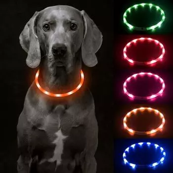 Световой ошейник для собак с USB-зарядкой, большой светящийся ошейник для домашних животных, Тедди, маленькая собака, ночная прогулочная лампа для собак S синий