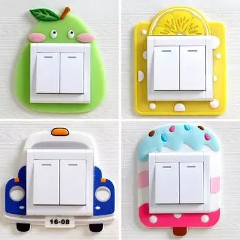 Световой переключатель, наклейки на стену, мультяшная розетка, настенная наклейка, переключатель, защитная крышка, гостиная, спальня, домашний декор 8.5cm8.5cm