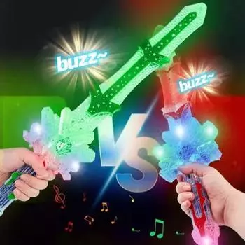 Световые мечи для детей со звуком LED LED световой меч игрушка выдвижная светящаяся палочка игрушка Хэллоуин платье зелёный