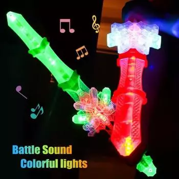 Световые мечи для детей со звуком LED LED световой меч игрушка выдвижная светящаяся палочка игрушка наряд на Хэллоуин вечеринка подарок зелёный