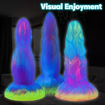 Светящаяся Анальная пробка, имитация большого силиконового дилдо, секс-игрушки, фистинг большого члена, реалистичный ремешок для пениса на члене, БДСМ A