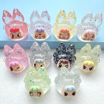 Светящаяся блестящая кукла-кролик для девочки, миниатюрные украшения для сада, декоративные фигурки, украшения для стола, аксессуары для дома темно-розовый