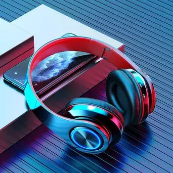 Светящаяся Bluetooth-гарнитура B39: Высококачественные беспроводные наушники с креплением на голову и сверхдолгим сроком службы батареи B39 синий/чёрный