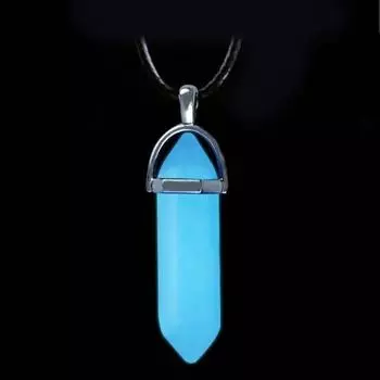 Светящаяся черная веревка, женское ожерелье из искусственного лунного камня, натуральный шестиугольный камень, обернутое проволокой, кулон, ожерелье 3