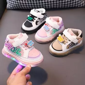 Светящаяся детская обувь розового цвета цвета хаки, милые кроссовки, спортивная обувь для девочек с мягкой подошвой, детские кроссовки, повседневные детские кроссовки 21 хаки