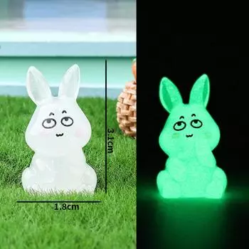 Светящаяся фигурка миниатюрная смоляная поделка флуоресцентный маленький кролик украшение для волшебного сада микро ландшафтные аксессуары 2.9*1.9cm