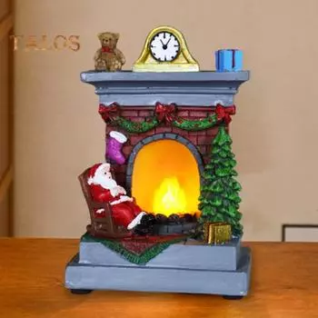Светящаяся фигурка Санта-Клауса, рождественское украшение из смолы на стол, праздничный каминный Санта-Клаус с теплым освещением для домашнего декора Santa Claus