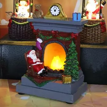 Светящаяся фигурка Санта-Клауса, рождественское украшение из смолы на стол, праздничный каминный Санта-Клаус с теплым освещением для домашнего декора Santa Claus