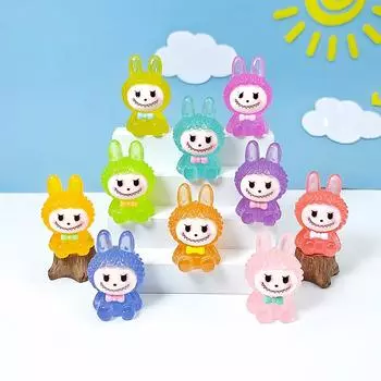 Светящаяся кукла Лабубу Микропейзаж Машина Сделай Сам Украшения Из Смолы Аксессуары Игрушки 1PC