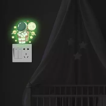 Светящаяся леденец-астронавт, комбинированная флуоресцентная наклейка 13*13cm зелёный