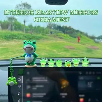 Светящаяся лягушка, украшение для автомобиля, мультяшная мини-лягушка, очаровательное украшение для зеркала заднего вида, светящееся в темноте A