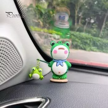 Светящаяся лягушка, украшение для автомобиля, мультяшная мини-лягушка, очаровательное украшение для зеркала заднего вида, светящееся в темноте, украшение для салона автомобиля, домашний офис, подарок A