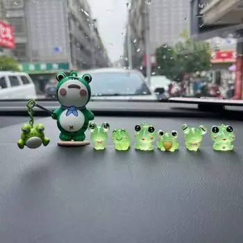 Светящаяся лягушка, украшение для автомобиля, мультяшная мини-лягушка, очаровательное украшение для зеркала заднего вида, светящееся в темноте A