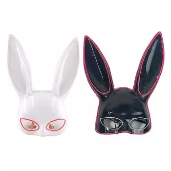 Светящаяся маска кролика на половину лица, аксессуар для вечеринки на Хэллоуин и белый свет White