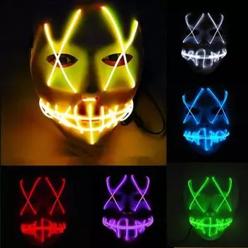 Светящаяся маска на Хэллоуин, светящаяся улыбающаяся прошитая праздничная вечеринка, аксессуары для косплея one size зелёный