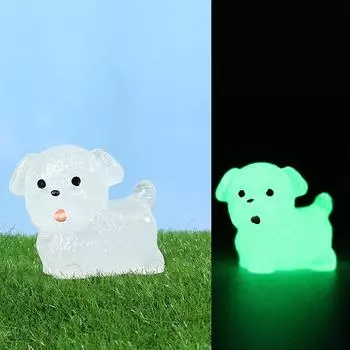 Светящаяся мини-фигурка щенка, микро-украшение для ландшафта, милый мультяшный щенок, миниатюры для самостоятельного изготовления, аксессуары для украшения дома, подарки A5