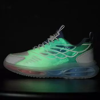 Светящаяся модная мужская обувь, сетчатая обувь для пар, кроссовки для спорта и отдыха, мужская и молодежная обувь для папы 36 белый