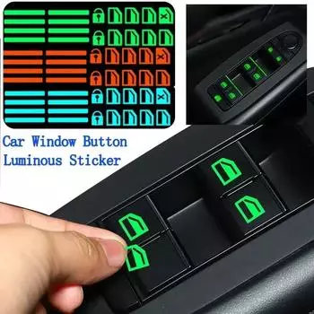 Светящаяся наклейка на кнопку окна автомобиля, переключатель лифта, флуоресцентные ночные наклейки, наклейки для салона автомобиля, автомобильные аксессуары