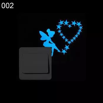 Светящаяся наклейка со звездным котом синего цвета, домашний декор, светящаяся в темноте наклейка на стену