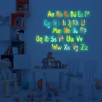 Светящаяся настенная наклейка водонепроницаемая самоклеящаяся наклейка с английским алфавитом для самостоятельного обучения Главная
