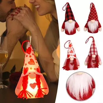 Светящаяся пара лесного человека на День святого Валентина, рождественское украшение, мультяшная кукла, украшение, безликая кукла, сцена, платье One Size