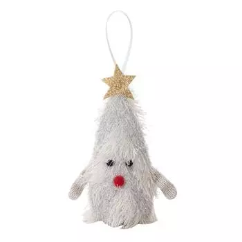 Светящаяся плюшевая кукла-елка, украшение, мягкая пушистая рождественская елка в форме гнома, эльфа, с блестящей звездой на макушке, для декора окна отеля, торгового центра B белый