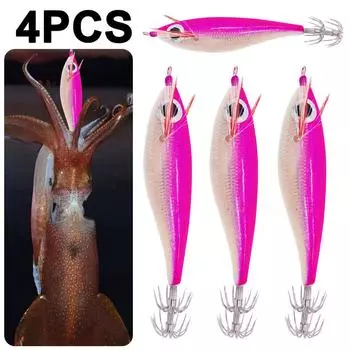 Светящаяся приманка для креветок Крючок для кальмара Наживка для каракатицы Морская снасть (розовый) ?