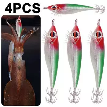 Светящаяся приманка для креветок Крючок для кальмара Наживка для каракатицы Морская снасть (зеленый)