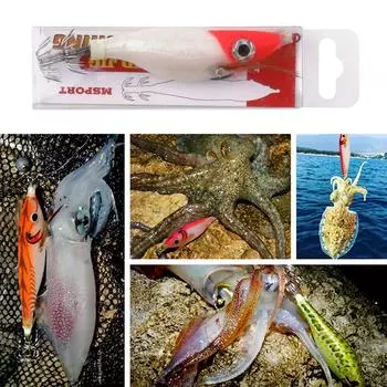 Светящаяся приманка Реалистичная приманка Крючок для кальмара с крючком для кальмара Jig Bait (синий)