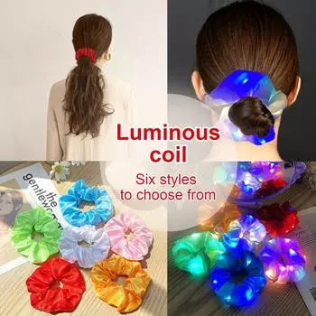 Светящаяся резинка для волос с толстой кишкой, повязка на голову, светящиеся волосы на Хэллоуин One Size синий