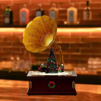 Светящаяся рождественская музыкальная шкатулка, украшение, игрушка, портативная, декоративная, светящаяся, вращающаяся, музыкальная для