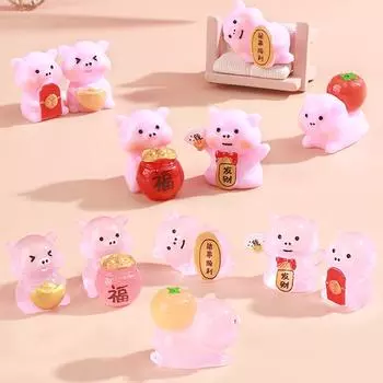 Светящаяся розовая свинья кукла украшение светящийся кулон смола микро сад ландшафт сделай сам украшения для автомобиля украшения игрушки 5