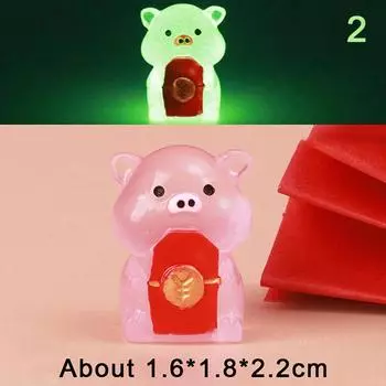 Светящаяся розовая свинья кукла украшение светящийся кулон смола микро сад ландшафт сделай сам украшения для автомобиля украшения игрушки